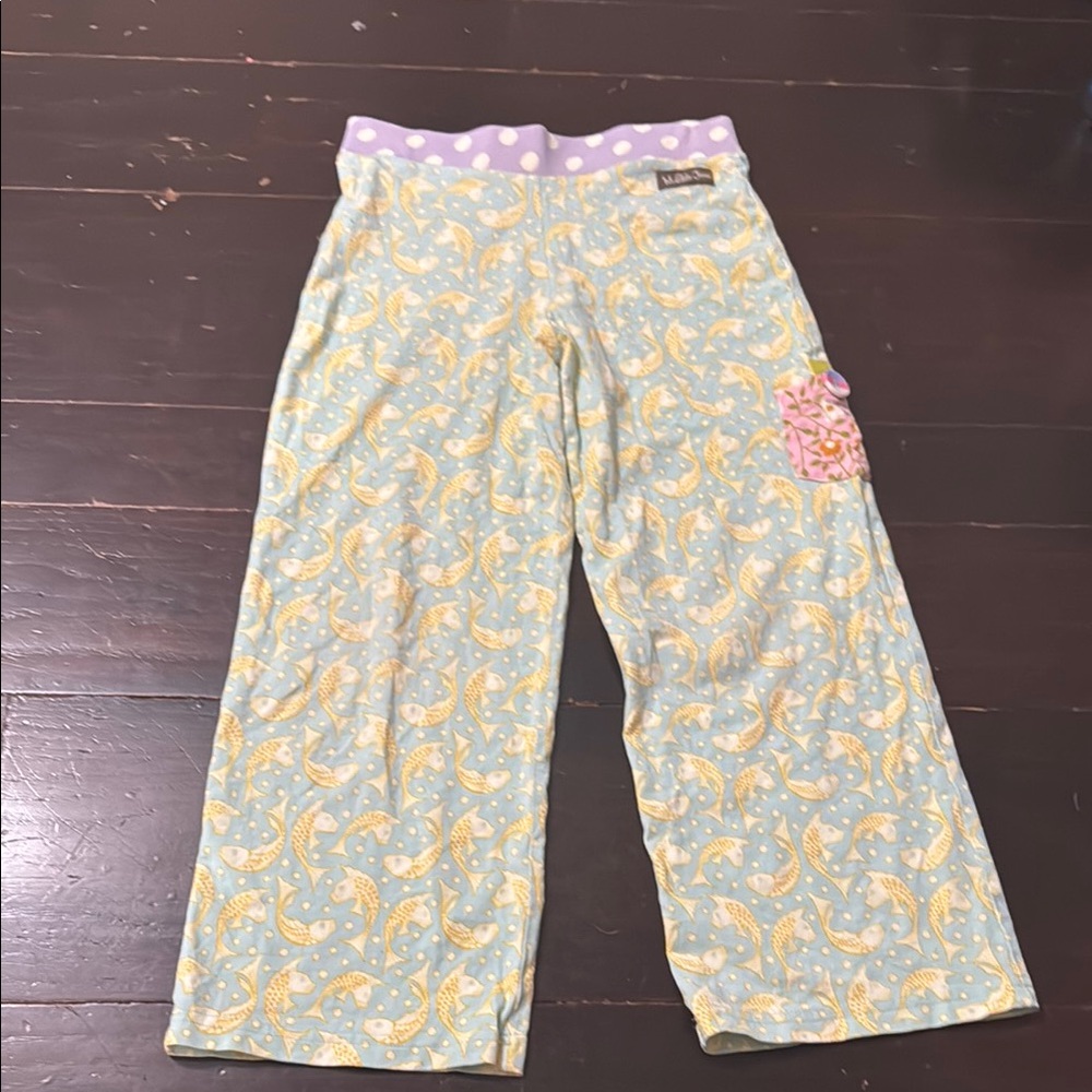 Matilda Jane Yellow and Blue fish pants Girls size 8